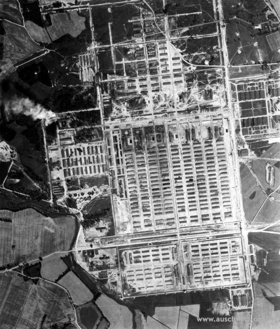 Figure 1: The aerial view of Auschwitz-Birkenau, the former German Nazi concentration and extermination camp in Summer 1944. Image from Auschwitz-Birkenau State Museum