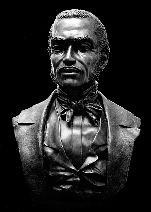 A bust of Frank McWorter, copies of which appear in the DuSable Museum of African American History in Chicago, the Abraham Lincoln Presidential Library and Museum in Springfield, Ill., and the National Museum of African American History and Culture in Washington, D.C.