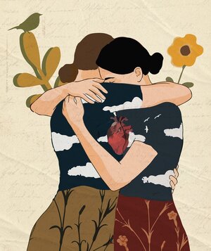 illustration of two women embracing