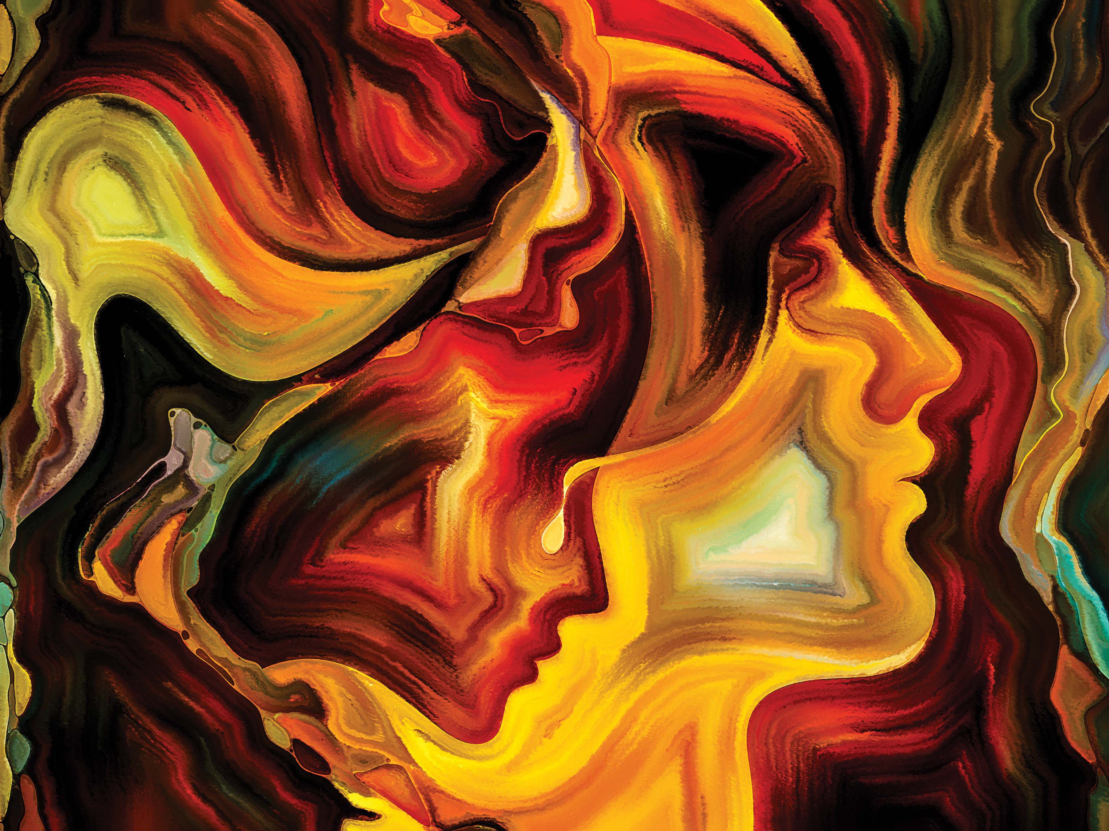 abstract painting of face profiles
