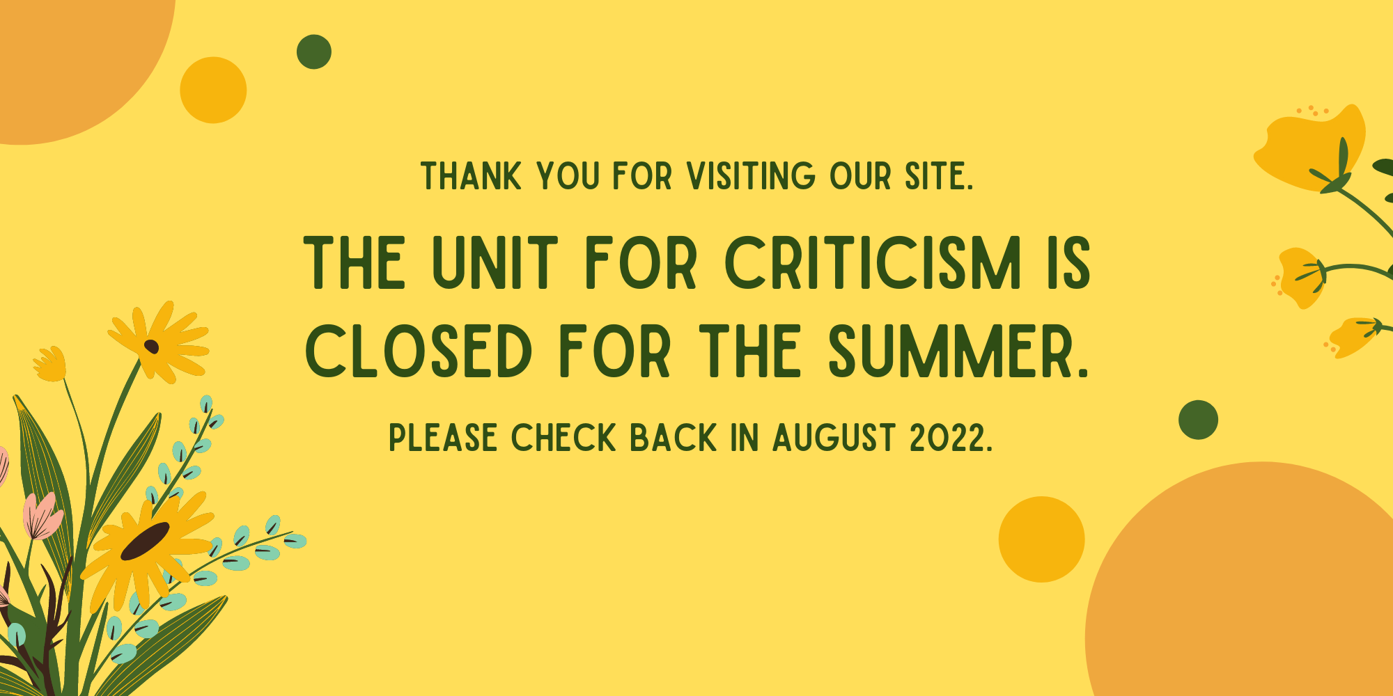 The Unit for Criticism is closed for the summer. Please check back in August 2022.