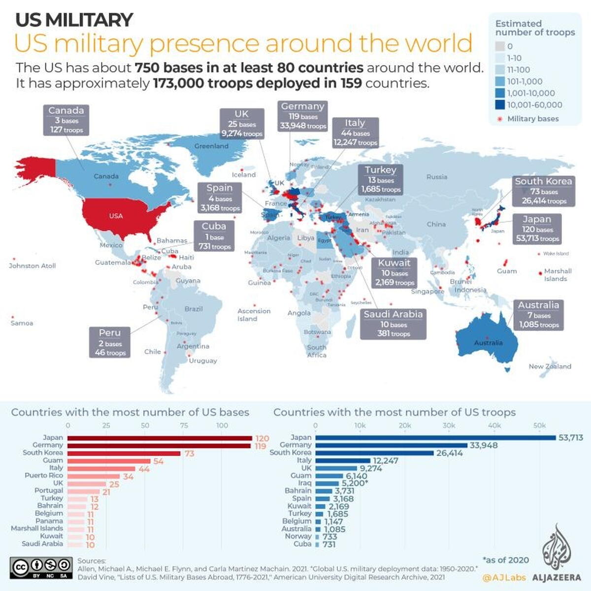 Map of US military presence around the world