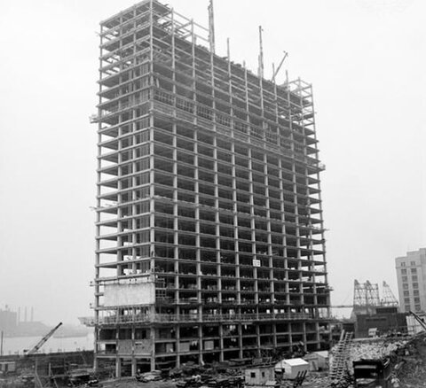 The UN Secretariat building under construction in New York City in 1949