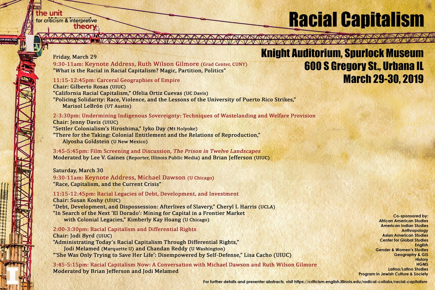 Racial Capitalism Poster with Conference Schedule