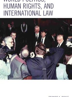 The cover of World Politics, Human Rights, and International Law features Francis Boyle (far left) on the floor of the International Court of Justice on 1 April 1993.